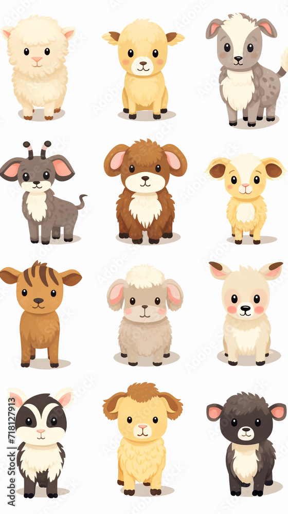 Cute farm animals clip art