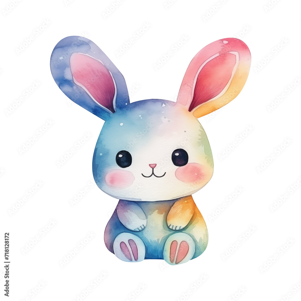 Cute bunny isolated on a transparent background. Watercolor rabbit illustration for greeting cards and more. Colorful Easter bunny art. Postcard. Happy Easter card. Adorable rabbit. Cute bunny isolated on a transparent background. Watercolor rabbit illustration for greeting cards and more. Colorful Easter bunny art. Postcard. Happy Easter card. Adorable rabbit.