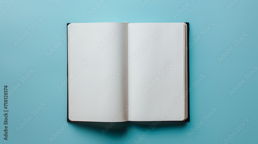 Open notebook with blank pages. Flatlay. Open notebook with blank pages. Flatlay.