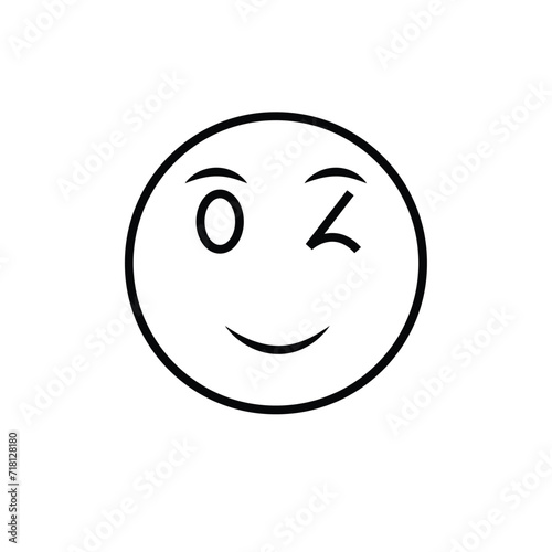 Blink eye and calm emoticon. An illustration of calm face emoticon. Cute and adorable emoji. Flat illustration of happiness face with red cheeks and blink eyes. Facebook and whatsapp 2 1 3 3