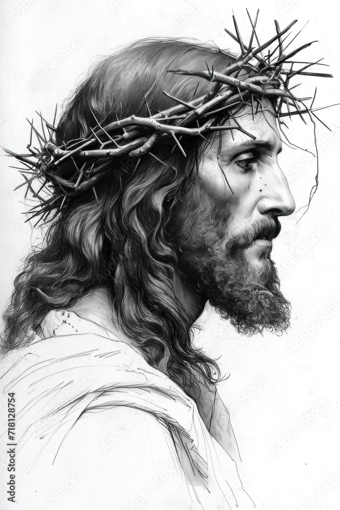 Jesus Christ with crown of thorns on his head. Jesus Christ with crown of thorns on his head.