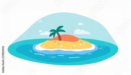Simple beach graphic with water, sand, and sun