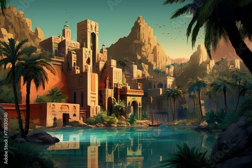 Illustration of a travel destination in Egypt's city of Mendes. Generative AI photo