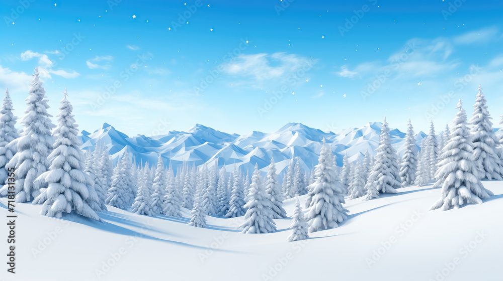 winter forest wallpaper, complete in blue and white