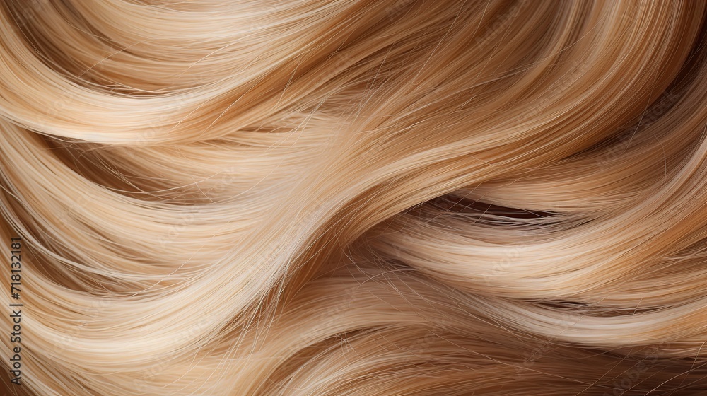 Brown and cream-colored hair that is wavy and shiny. generative AI Brown and cream-colored hair that is wavy and shiny. generative AI