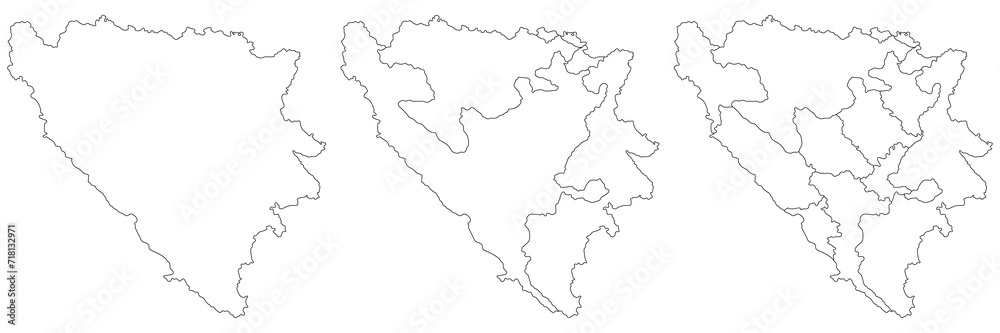 Bosnia and Herzegovina map. Map of Bosnia and Herzegovina in set