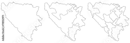 Bosnia and Herzegovina map. Map of Bosnia and Herzegovina in set