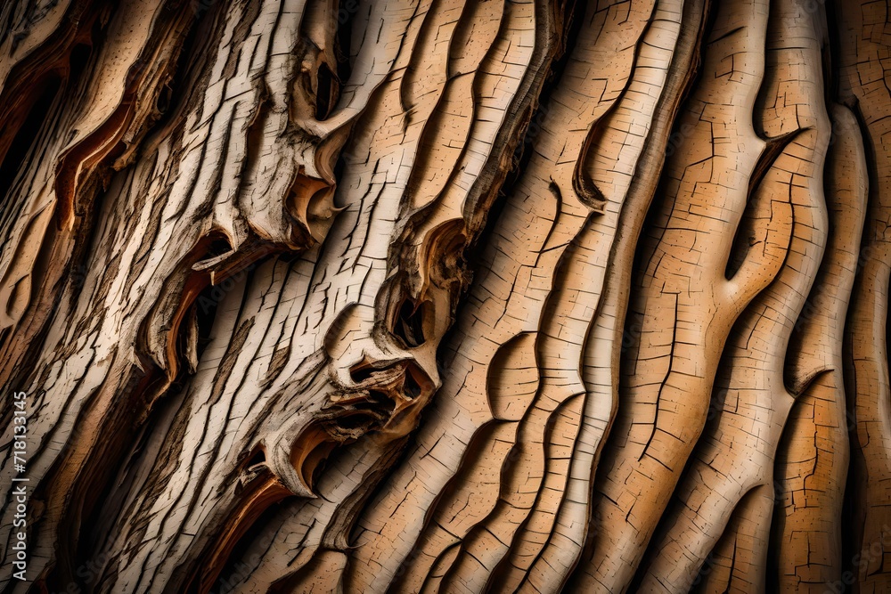 A close-up of a tree bark revealing intricate patterns and textures A close-up of a tree bark revealing intricate patterns and textures