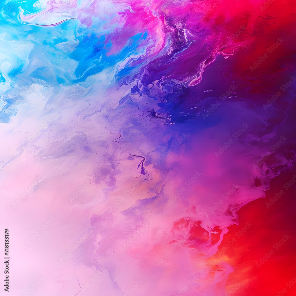 Abstract grainy background with vibrant pink, blue, purple, and red liquid colors, resembling a summer banner header or poster design.
