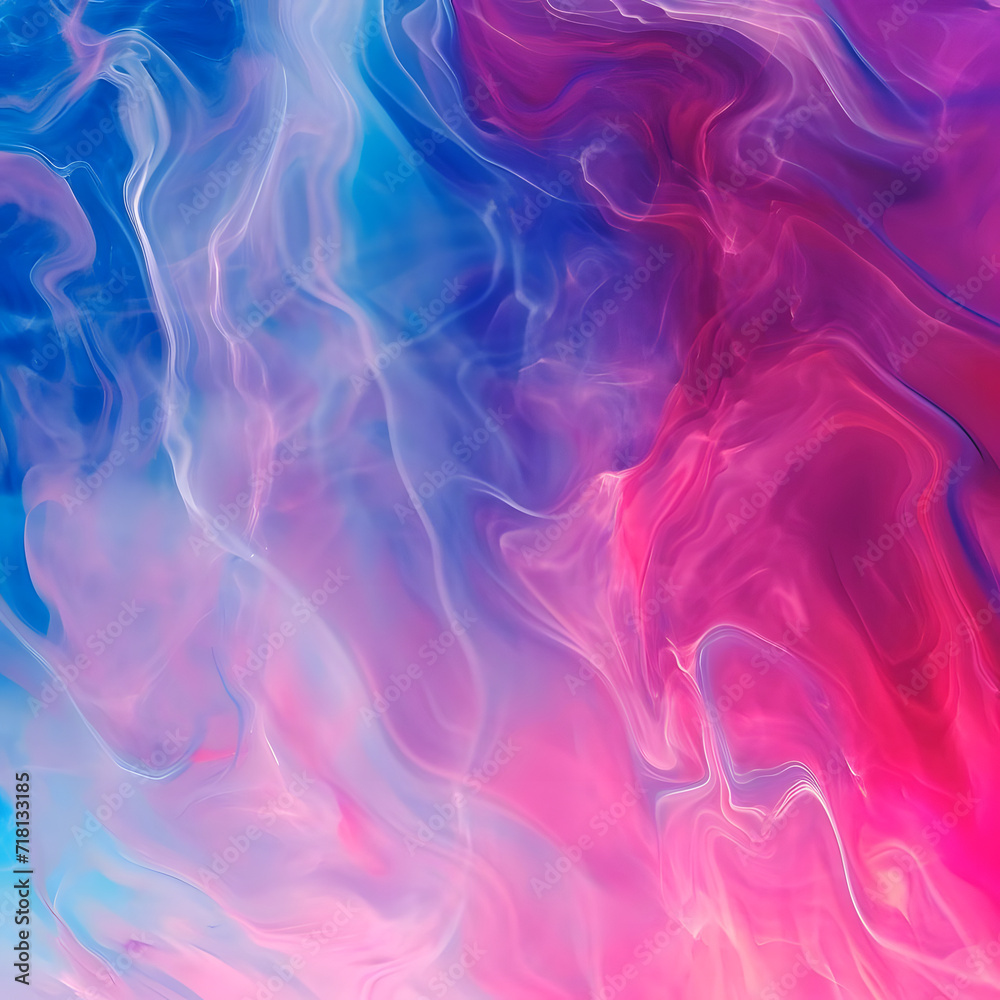 Abstract grainy background with vibrant pink, blue, purple, and red liquid colors, resembling a summer banner header or poster design.