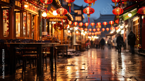 Lanterns in the city with light at night