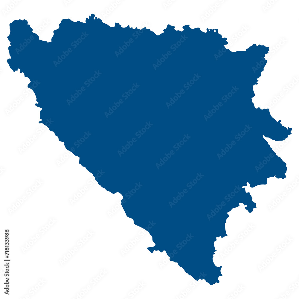 Bosnia and Herzegovina map. Map of Bosnia and Herzegovina in blue color