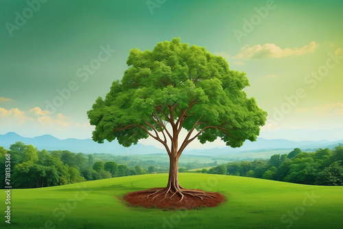 green tree with nature background