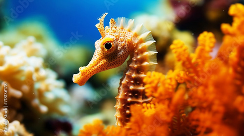 Seahorse on tropical coral reef © Inlovehem