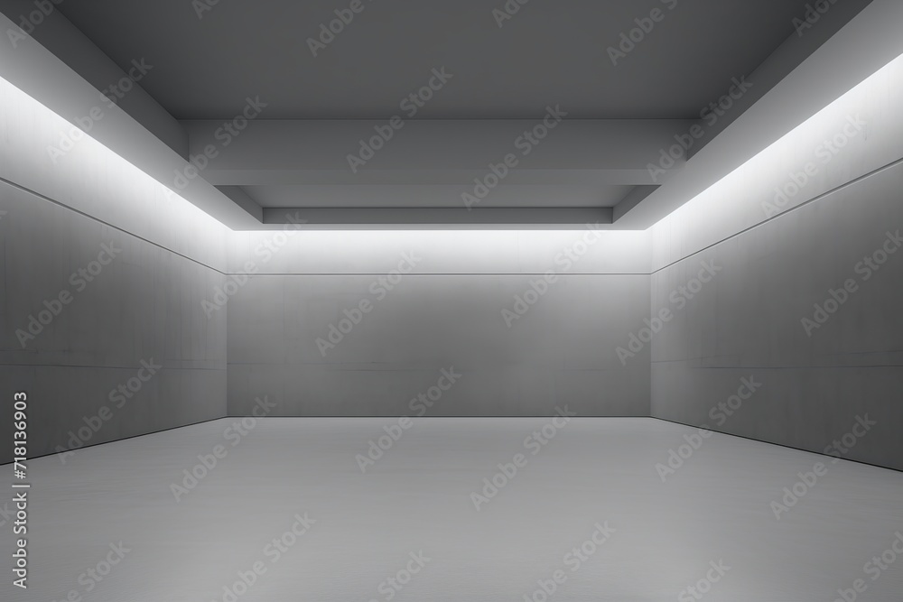 Obraz premium Gray concrete empty interior with blank wall for your text or product product presentation with copy space, room mockup