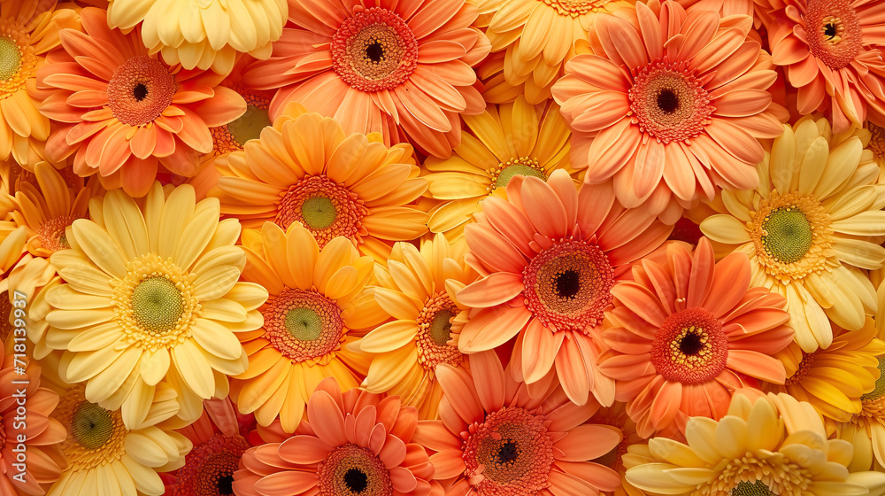 Bunch of yellow and orange gerbera daisies flowers - Generative AI Bunch of yellow and orange gerbera daisies flowers - Generative AI