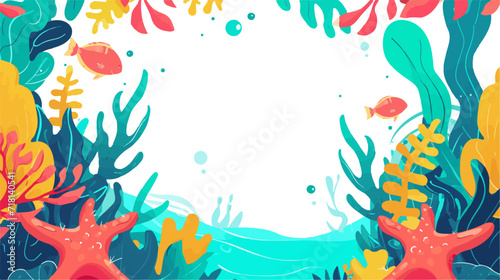 sea underwater border, frame corner background