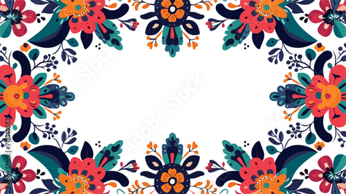 retro style floral border  abstract floral border in retro style  retro colors