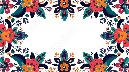 retro style floral border, abstract floral border in retro style, retro colors