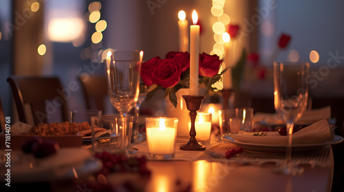 Romantic dinner setting for Valentine's Day