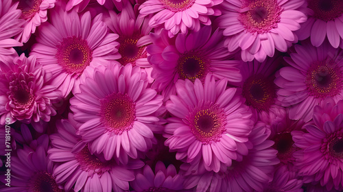 Summer autumn blossoming gerbera flowers pink magenta background  valentine s day floral card - Generative AI