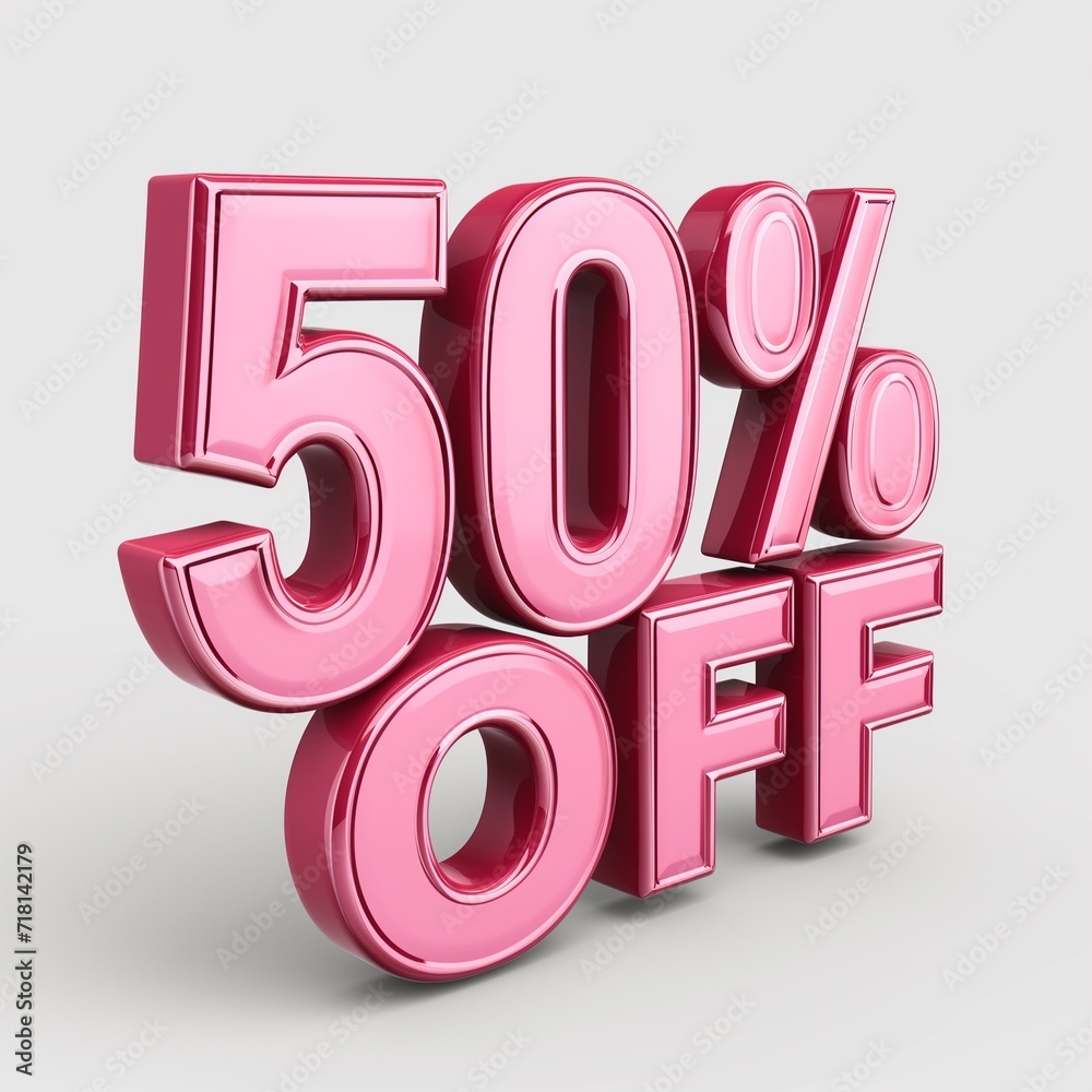 Pink 50% off sales promotion. Half Price. Pink 50% off sales promotion. Half Price.