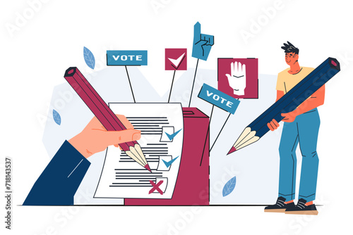Vote elections banner to promote civic engagement. Banner to encourage voter participation in elections, flat vector illustration isolated. Election and democracy, referendum and poll choice event.