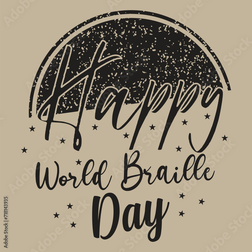 Happy World Braille Day Vector T-Shirt Design