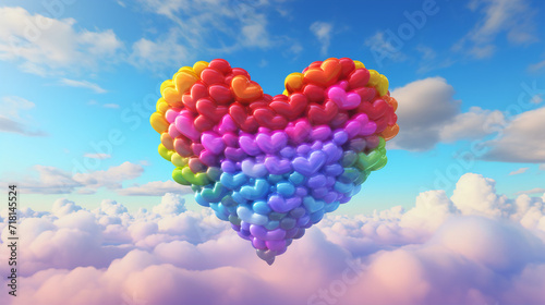 heart, balloon, sky, love, shape, romantic, floating, celebration, red, air, happiness, symbol, romanticism, clouds,