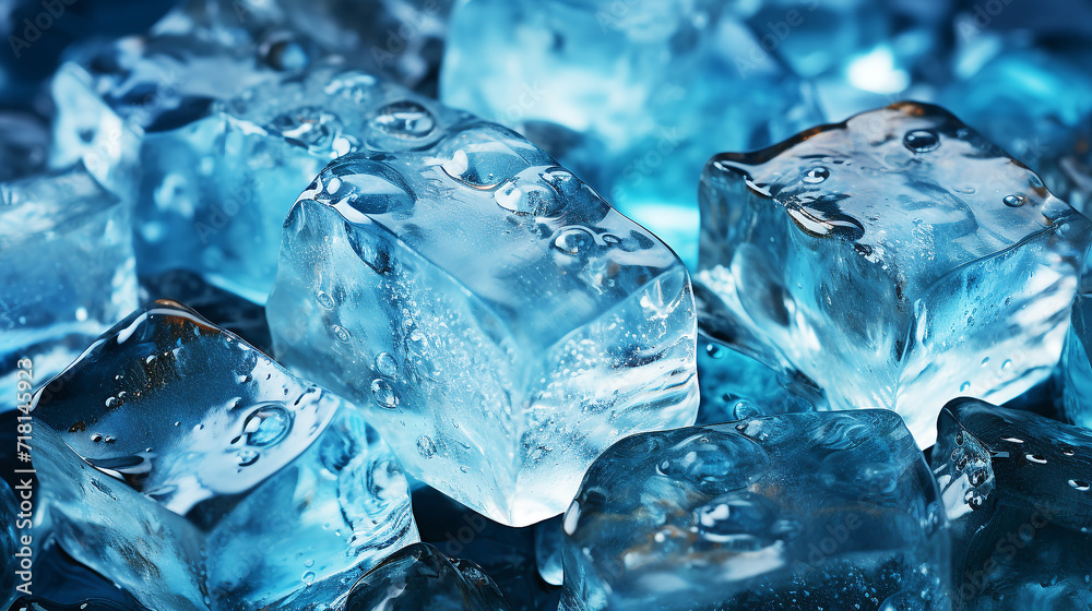 Closeup ice cubes texture