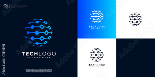Abstract technology sphere connection logo design inspiration