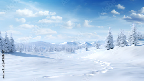 Abstract blue winter snow forest background © IgitPro