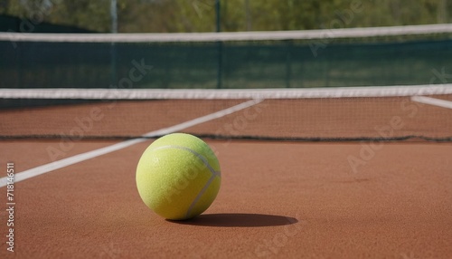 tennis balls on the court. for advertising sports equipment, articles or blogs about tennis, sports facilities and events. © Pink Zebra