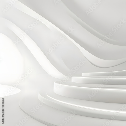 3D rendering of a sleek light white background with soft, diffused lighting and minimalist design elements.