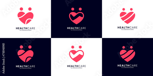 Minimalist Medical health care icon logo design collection