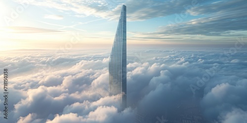 Fototapeta skyscrapers above the clouds Generative AI