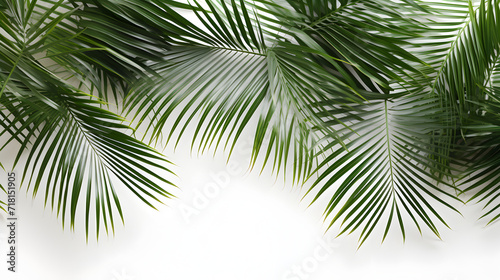Tropical palm leaves on white background,, Palm tree banner isolated on white background Pro Photo