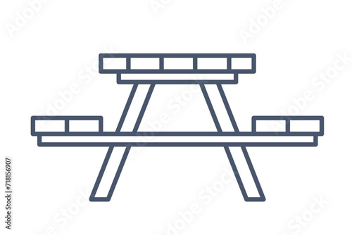 wooden picnic table icon - vector illustration