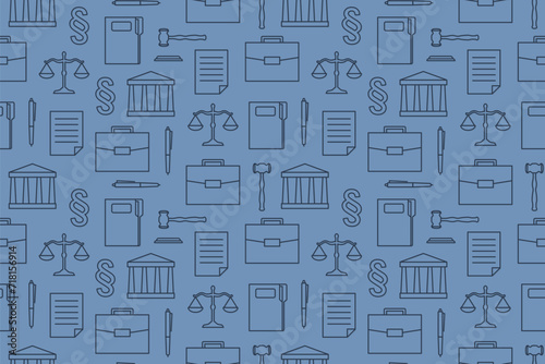 seamless pattern with legal advice, court, attorney, law related icons- vector illustration