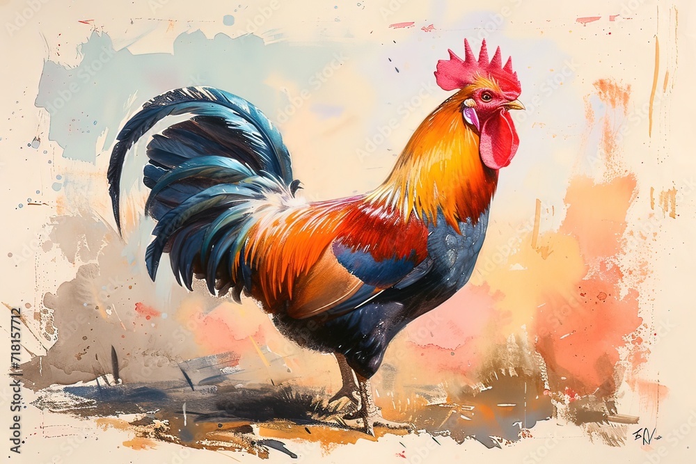 Fototapeta premium Ai gallo multicolore 02