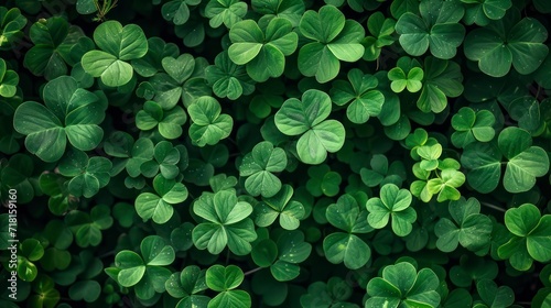 Top View  Natural Green Shamrocks for Saint Patrick's Day. Generative AI