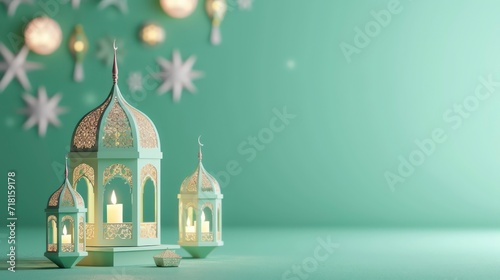 lantern ramadan islamic banner. Generative AI