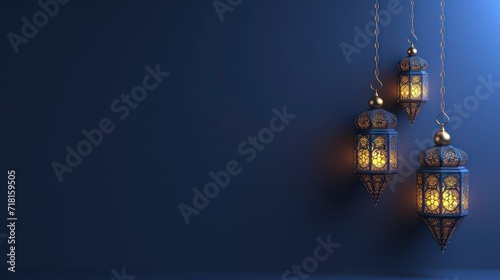 lantern ramadan islamic banner. Generative AI photo