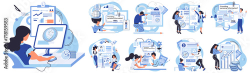 Financial audit vector illustration. Audit processes include systematic document inspection, safeguarding data integrity Statistics inform corporate decision-making procedures, driving innovation