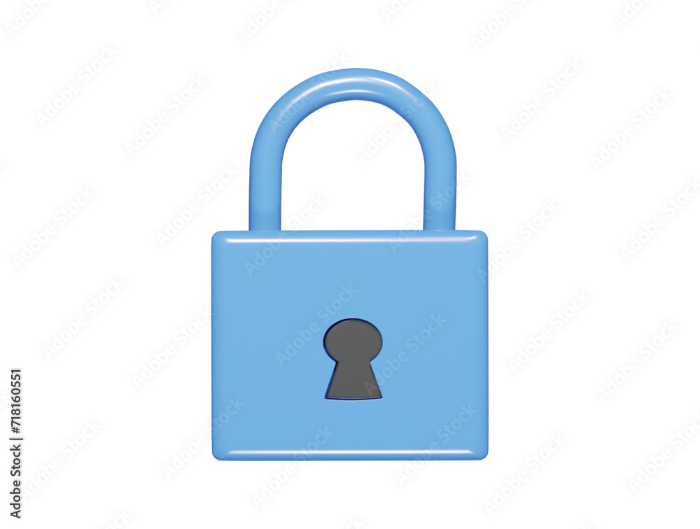 Lock icon 3d render illustration