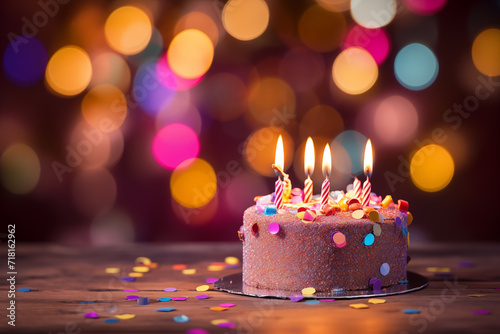 Birthday photo zone. Party celebration background. Balloons and cake.