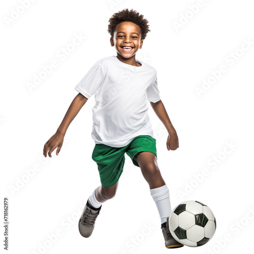 Happy young African American football (soccer) player, cut out © Yeti Studio