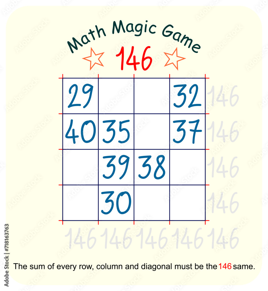 Magic math game. (Magic square) Recreational mathematics and ...