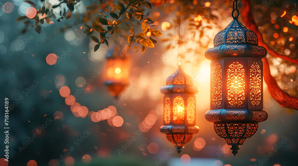 lantern hanging light Islamic Ramadhan shining and blur the background, Eid Al-Adha lantern hanging light Islamic Ramadhan shining and blur the background, Eid Al-Adha