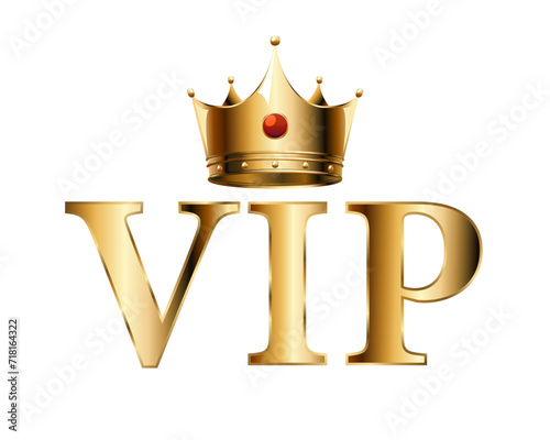 Premium golden VIP icon with golden crown © Sasha Franz